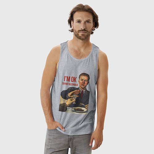 Мужская майка Im not alcoholic / Меланж – фото 3
