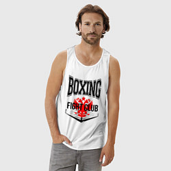 Майка мужская хлопок Boxing fight club Russia, цвет: белый — фото 2