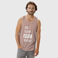 Майка мужская хлопок ЕСТЬ СПАТЬ ATEEZ ПОВТОРИТЬ, цвет: пыльно-розовый — фото 2