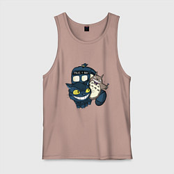 Майка мужская хлопок Tardis Totoro, цвет: пыльно-розовый