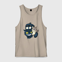Майка мужская хлопок Tardis Totoro, цвет: миндальный