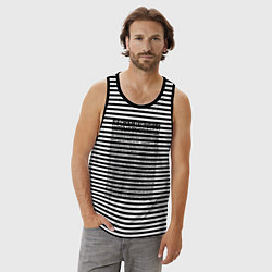 Майка мужская хлопок Идущий к реке, цвет: черная тельняшка — фото 2