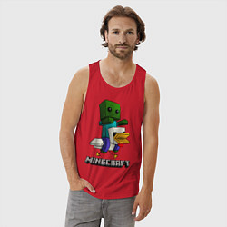 Майка мужская хлопок MINECRAFT, цвет: красный — фото 2