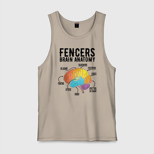 Мужская майка Fences Brain Anatomy / Миндальный – фото 1