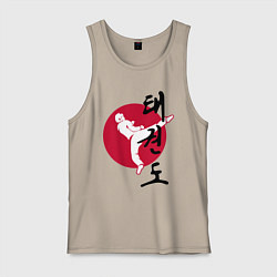 Майка мужская хлопок Тхэквондо, цвет: миндальный