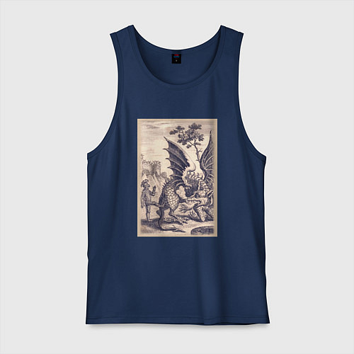 Мужская майка Рыцарь, пинающий Дракона баллада о рыцаре Джоне Ла / Тёмно-синий – фото 1