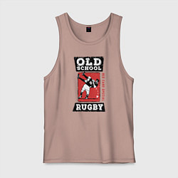 Майка мужская хлопок Old School Rugby, цвет: пыльно-розовый