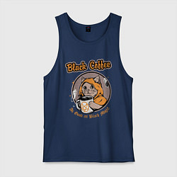 Майка мужская хлопок Black Coffee Cat, цвет: тёмно-синий