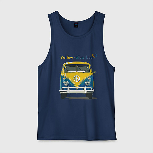 Мужская майка Я люблю вас Yellow-blue bus / Тёмно-синий – фото 1