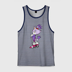Майка мужская хлопок SONIC Кошка Блейз, цвет: синяя тельняшка