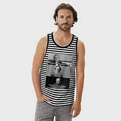 Майка мужская хлопок Хочешь? Земфира, цвет: черная тельняшка — фото 2