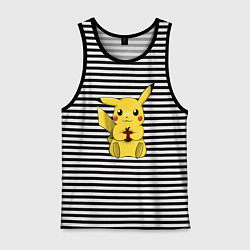 Майка мужская хлопок Пикачу, цвет: черная тельняшка