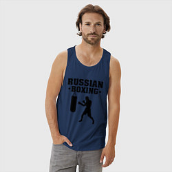 Майка мужская хлопок Russian Boxing, цвет: тёмно-синий — фото 2