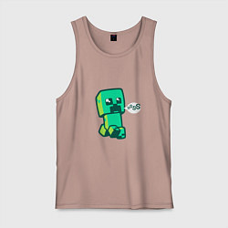 Майка мужская хлопок MINERCRAFT CREEPER, цвет: пыльно-розовый