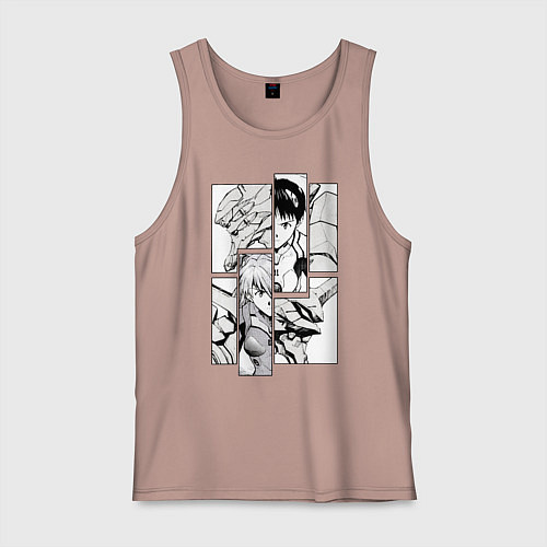 Мужская майка Аска и Синдзи, Евангелион / Пыльно-розовый – фото 1