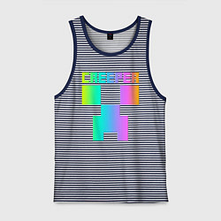 Майка мужская хлопок MINECRAFT CREEPER, цвет: синяя тельняшка