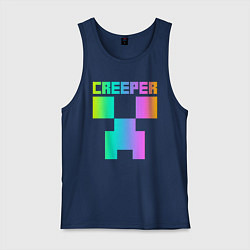 Майка мужская хлопок MINECRAFT CREEPER, цвет: тёмно-синий