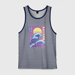 Майка мужская хлопок Большая волна, цвет: синяя тельняшка