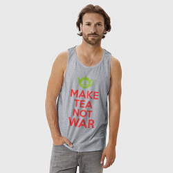 Майка мужская хлопок Make tea not war, цвет: меланж — фото 2