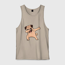 Майка мужская хлопок Мопс ДАБ, цвет: миндальный