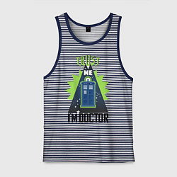 Майка мужская хлопок Trust me, i'm doctor who, цвет: синяя тельняшка