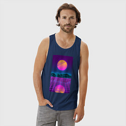 Майка мужская хлопок Vaporwave EASTHETIC 99, цвет: тёмно-синий — фото 2