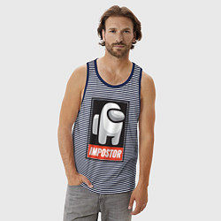 Майка мужская хлопок Among Us, цвет: синяя тельняшка — фото 2