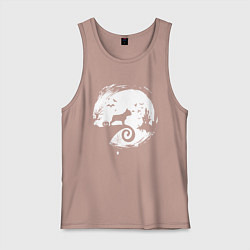 Майка мужская хлопок Полнолуние Французский бульдог, цвет: пыльно-розовый