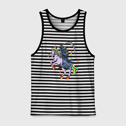 Мужская майка Смерть на единороге / Черная тельняшка – фото 1