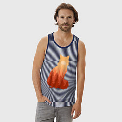 Майка мужская хлопок Лиса, цвет: синяя тельняшка — фото 2