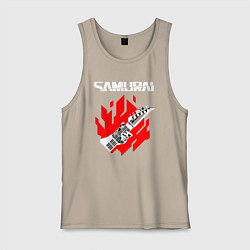 Майка мужская хлопок CYBERPUNK 2077 SAMURAI, цвет: миндальный
