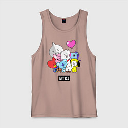 Майка мужская хлопок BT21, цвет: пыльно-розовый