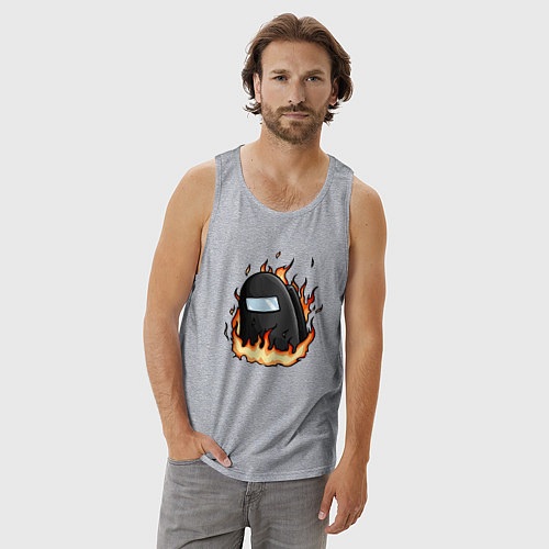 Мужская майка Among Us fire / Меланж – фото 3