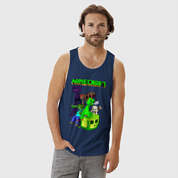 Майка мужская хлопок Minecraft, цвет: тёмно-синий — фото 2