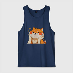 Майка мужская хлопок Сиба Ину Милые Щечки, цвет: тёмно-синий
