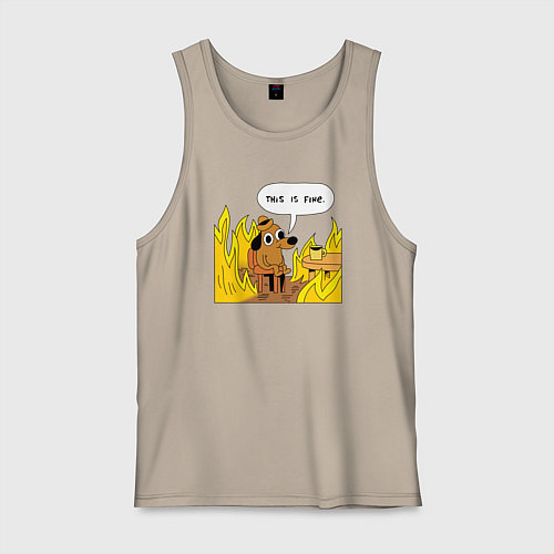 Мужская майка This is Fine / Миндальный – фото 1