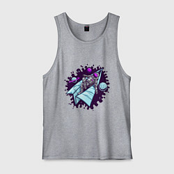 Майка мужская хлопок Астронавт на самолетике, цвет: меланж