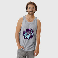 Майка мужская хлопок Астронавт на самолетике, цвет: меланж — фото 2