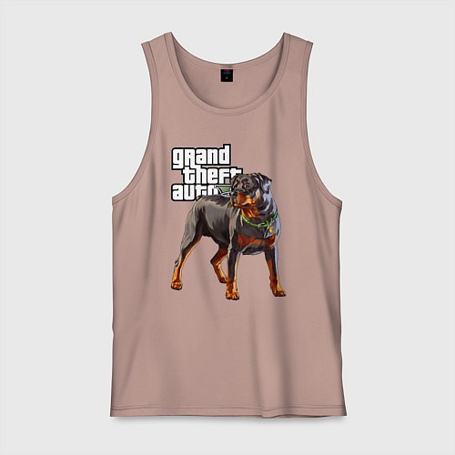 Мужская майка ЧОП - ротвейлер из GTA 5 / Пыльно-розовый – фото 1