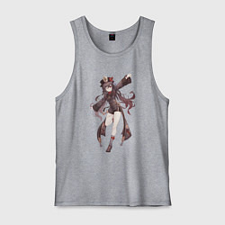 Майка мужская хлопок Весёлая Ху Тао, цвет: меланж