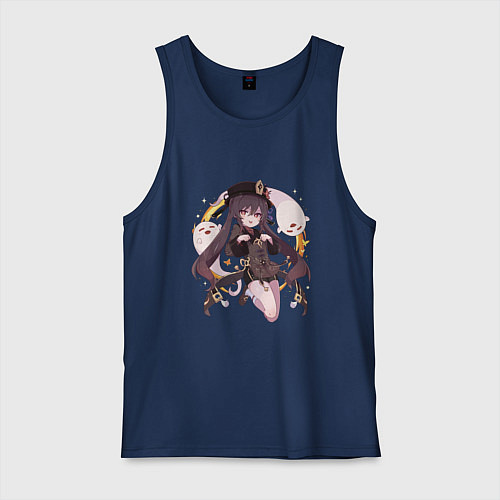 Мужская майка Весёлая Ху Тао / Тёмно-синий – фото 1