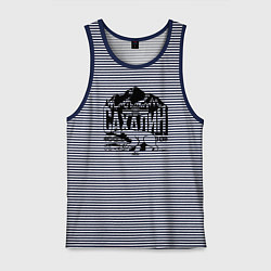 Майка мужская хлопок Остров Сахалин, цвет: синяя тельняшка