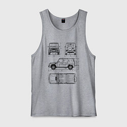 Майка мужская хлопок MERCEDES-BENZ G-CLASS СХЕМА, цвет: меланж