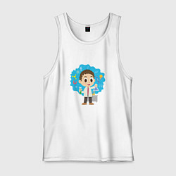 Майка мужская хлопок Маленький Ученый, цвет: белый