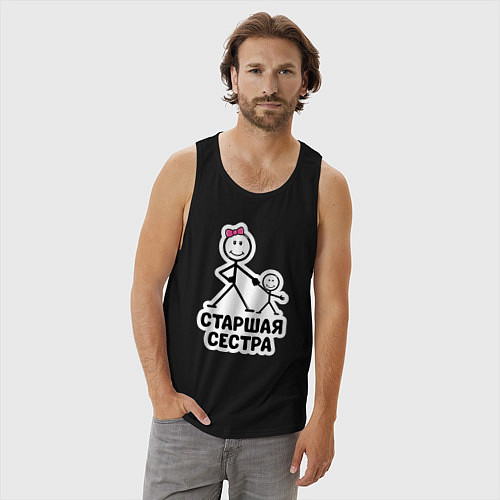 Мужская майка Старшая сестра / Черный – фото 3