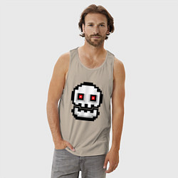 Майка мужская хлопок Skull Geometry Dash, цвет: миндальный — фото 2