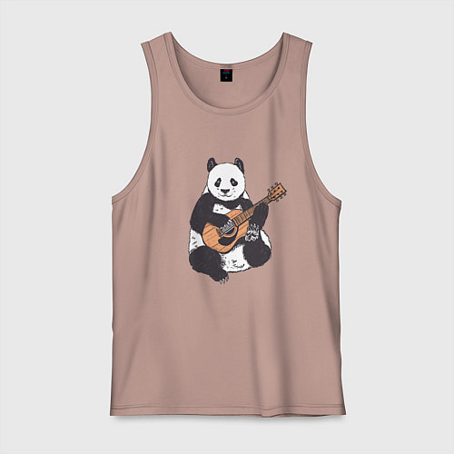 Мужская майка Панда гитарист Panda Guitar / Пыльно-розовый – фото 1