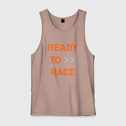 Майка мужская хлопок KTM READY TO RACE спина Z, цвет: пыльно-розовый