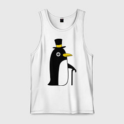 Майка мужская хлопок Пингвин в шляпе, цвет: белый