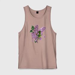 Майка мужская хлопок СИРЕНЬ АКВАРЕЛЬЮ, цвет: пыльно-розовый